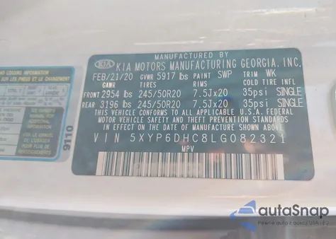 2020 Kia Telluride S z USA, uszkodzony, nr VIN 5XYP6DHC8LG082321